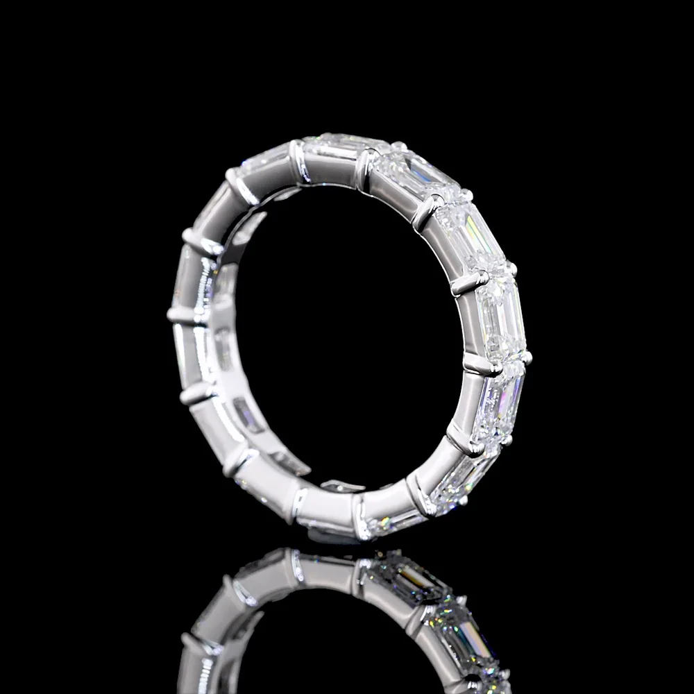 14K White Gold Eternity Band with East-West Emerald Cut Lab Diamonds - 4.23 Carats Total Diamond Weight - Covaloro Fine Jewelry - Image 3