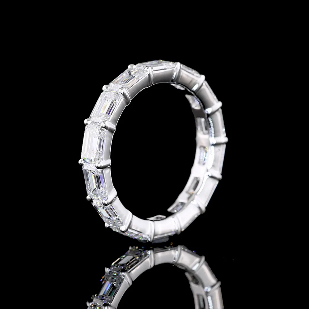 14K White Gold Eternity Band with East-West Emerald Cut Lab Diamonds - 4.23 Carats Total Diamond Weight - Covaloro Fine Jewelry - Image 4