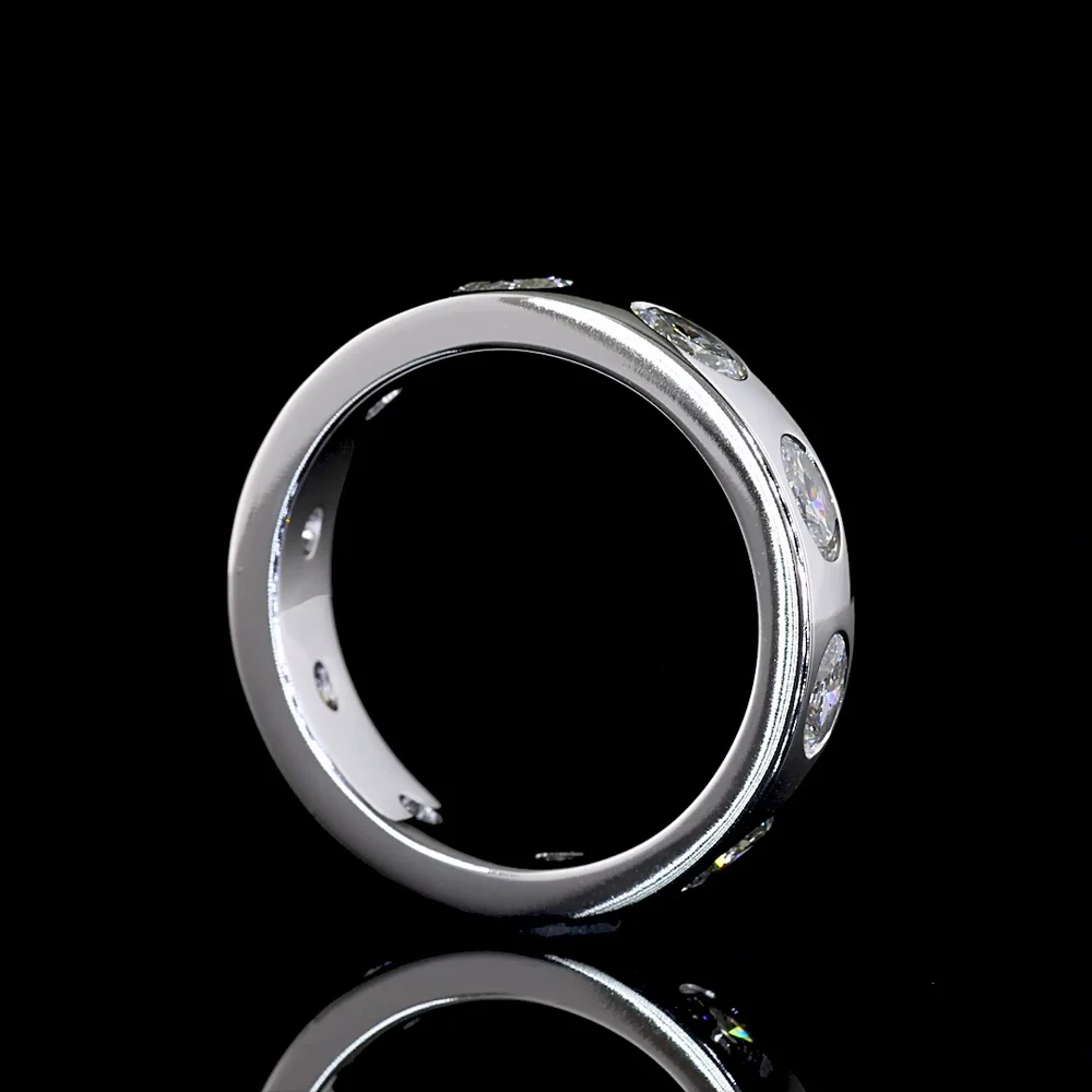 14K White Gold Eternity Band with East-West Flush Set Oval Cut Lab Diamonds - 1.59 Carat Total Diamond Weight (10 Stones, E-F VS1) - Covaloro Fine Jewelry - Image 3