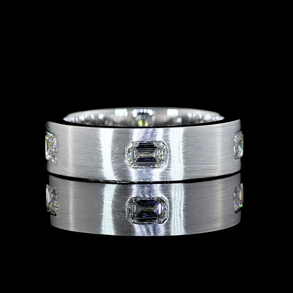 14K White Gold Eternity Band with Flush Set East-West Emerald Cut Lab Diamonds - 1.19 Carat Total Weight - Covaloro Fine Jewelry