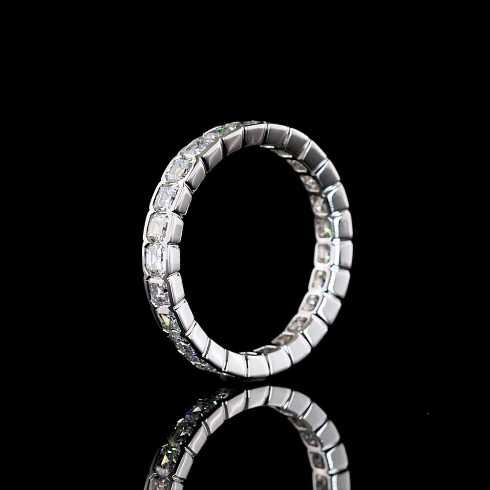 14K White Gold Eternity Band with Half-Bezel Set Asscher Cut Lab Diamonds - 2.00 Carat Total Diamond Weight - Covaloro Fine Jewelry - Image 4
