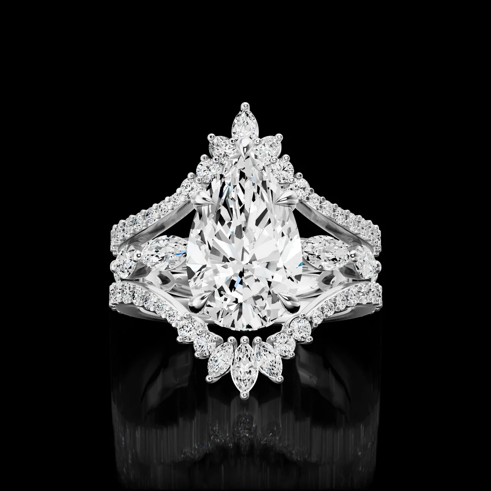 14K White Gold Eternity Band with Inclined Marquise Cut Lab Diamonds - 0.48 Carat Total Weight, E-F Color, VS Clarity - Covaloro Fine Jewelry