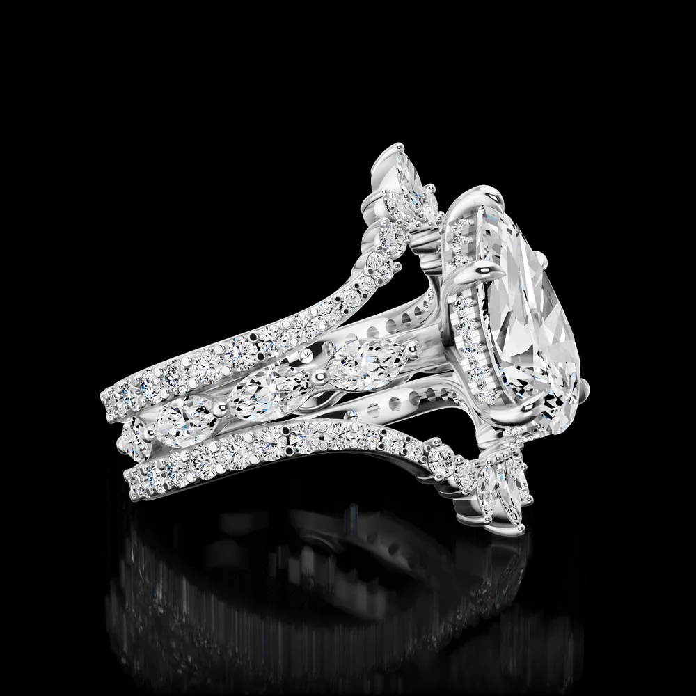 14K White Gold Eternity Band with Inclined Marquise Cut Lab Diamonds - 0.48 Carat Total Weight, E-F Color, VS Clarity - Covaloro Fine Jewelry - Image 2