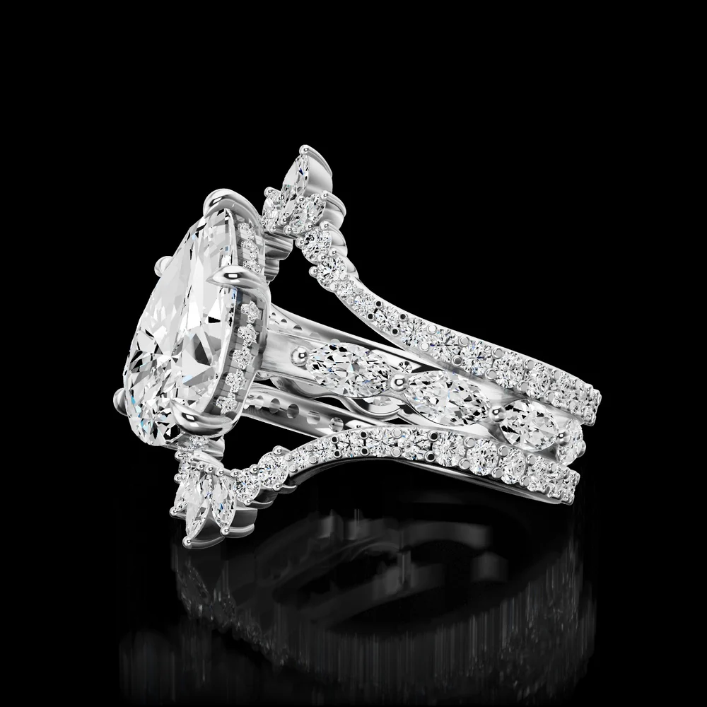 14K White Gold Eternity Band with Inclined Marquise Cut Lab Diamonds - 0.48 Carat Total Weight, E-F Color, VS Clarity - Covaloro Fine Jewelry - Image 3