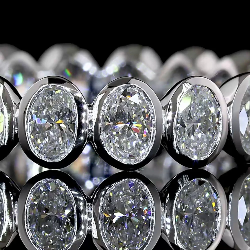 14K White Gold Eternity Band with North-South Bezel Set Oval Lab Diamonds - 1.99 Carats Total Diamond Weight - Covaloro Fine Jewelry - Image 2