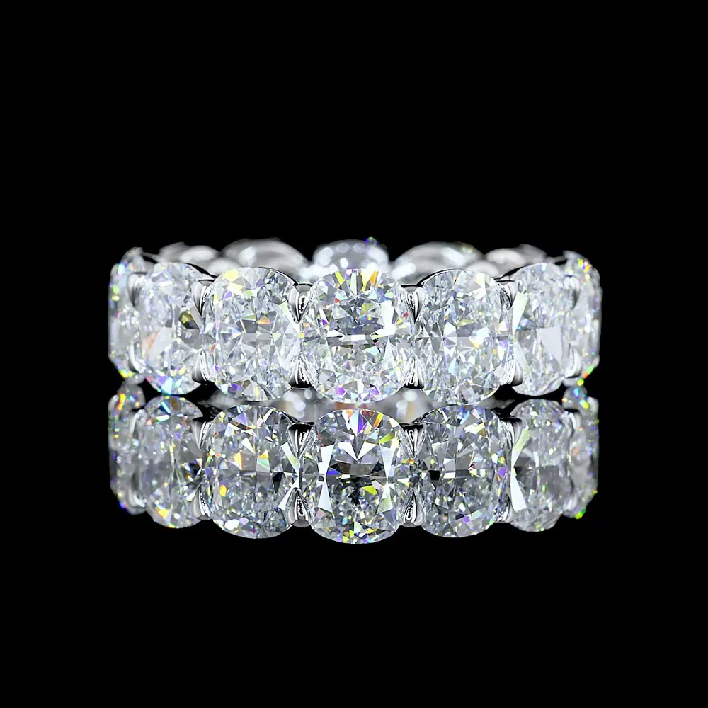 14K White Gold Eternity Band with North-South Cushion Brilliant Cut Lab Diamonds - 10.31 Carat Total Diamond Weight - Covaloro Fine Jewelry