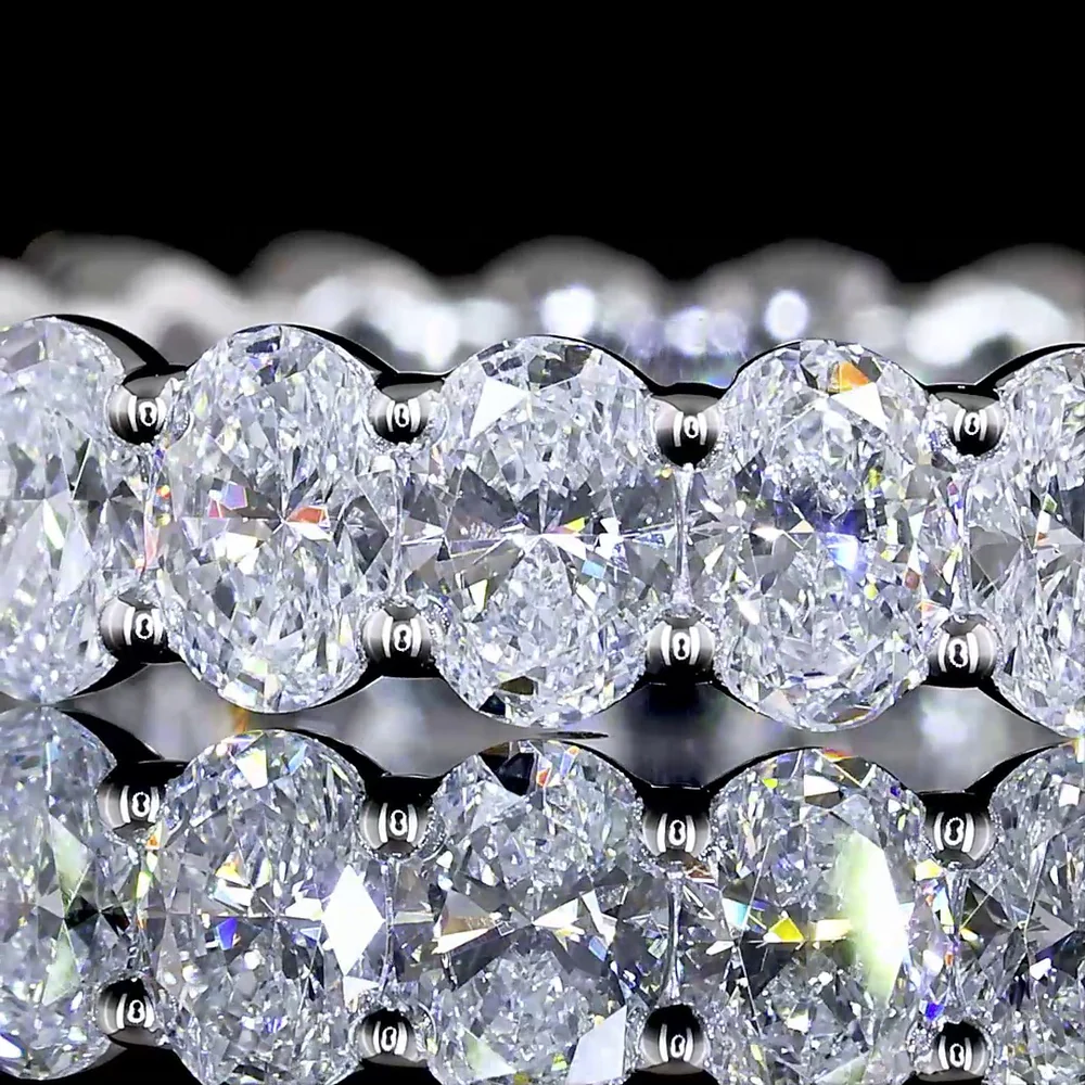 14K White Gold Eternity Band with North-South Oval Cut Lab Diamonds - 2.32 Carat Total Weight, E-F Color VS Clarity, 24 Stones in Prong Setting - Covaloro Fine Jewelry - Image 2