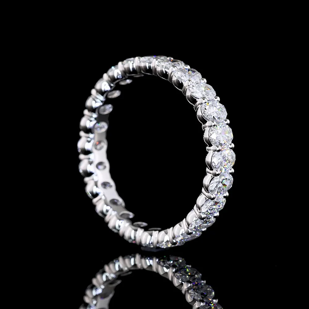 14K White Gold Eternity Band with North-South Oval Cut Lab Diamonds - 2.32 Carat Total Weight, E-F Color VS Clarity, 24 Stones in Prong Setting - Covaloro Fine Jewelry - Image 3