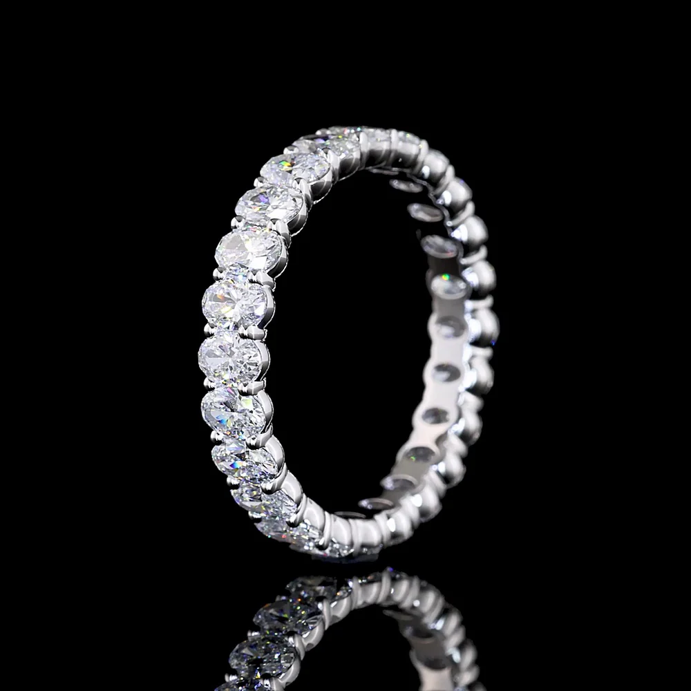 14K White Gold Eternity Band with North-South Oval Cut Lab Diamonds - 2.32 Carat Total Weight, E-F Color VS Clarity, 24 Stones in Prong Setting - Covaloro Fine Jewelry - Image 4