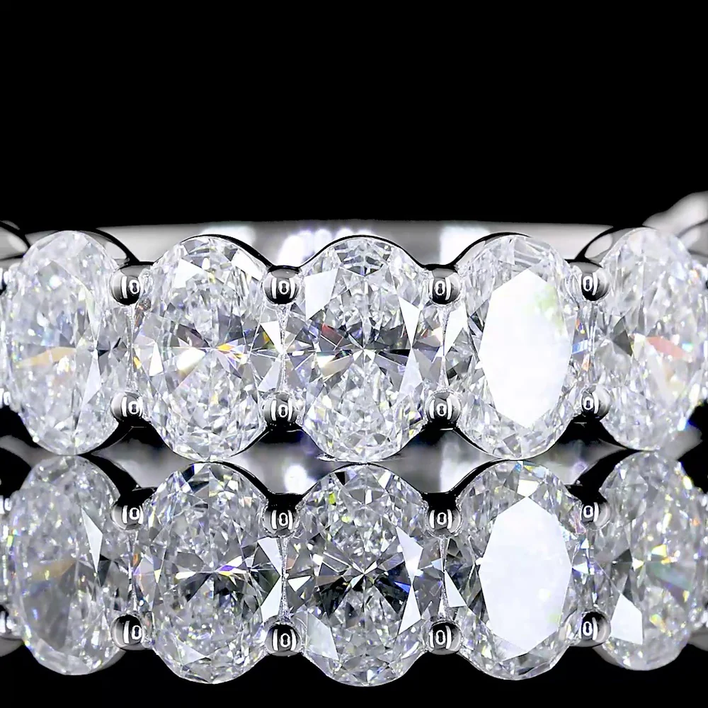 14K White Gold 3/4 Eternity Band with North-South Oval Cut Lab Diamonds - 2.56 Carat Total Weight, E-F Color, VS Clarity - Covaloro Fine Jewelry - Image 2