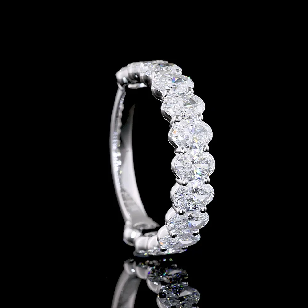 14K White Gold 3/4 Eternity Band with North-South Oval Cut Lab Diamonds - 2.56 Carat Total Weight, E-F Color, VS Clarity - Covaloro Fine Jewelry - Image 3