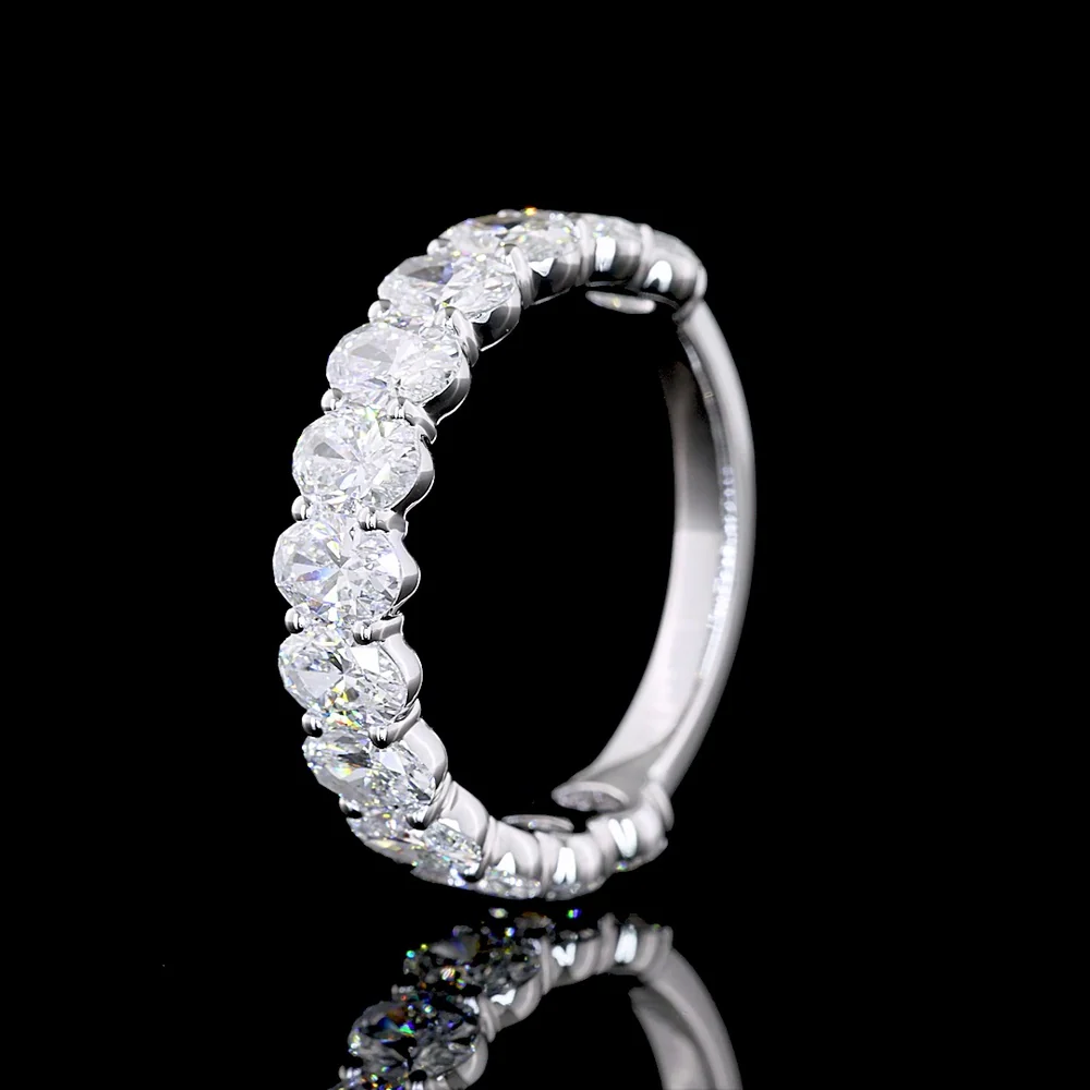 14K White Gold 3/4 Eternity Band with North-South Oval Cut Lab Diamonds - 2.56 Carat Total Weight, E-F Color, VS Clarity - Covaloro Fine Jewelry - Image 4