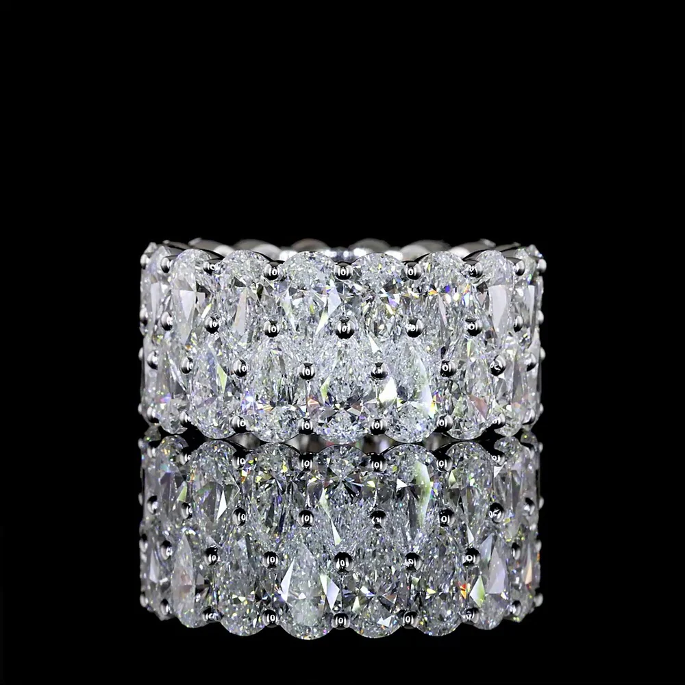 14K White Gold Eternity Band with North-South Pear Shaped Lab Diamonds - 36 Stones, 10.10 Carat Total Weight, E-F Color VS1 Clarity - Covaloro Fine Jewelry