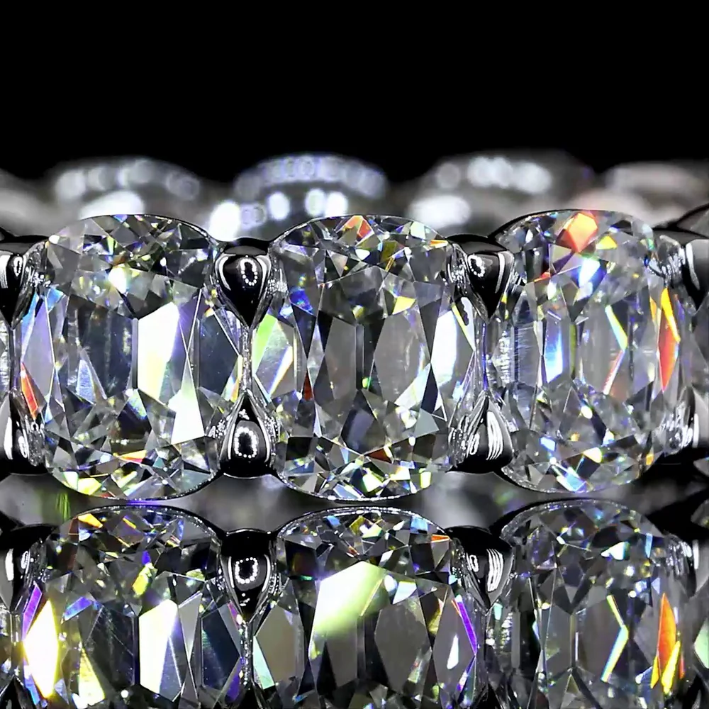 14K White Gold Eternity Band with North-South Prong Set Antique Cushion Cut Lab Diamonds - 6.15 Carats Total Diamond Weight - Covaloro Fine Jewelry - Image 2