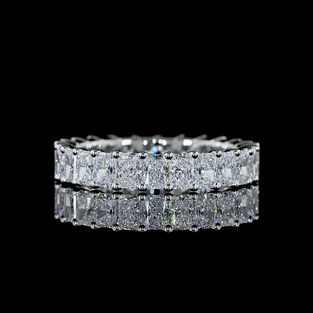 14K White Gold Eternity Band with North-South Prong Set Radiant Cut Lab Diamonds - 2.62 Carat Total Diamond Weight - Covaloro Fine Jewelry