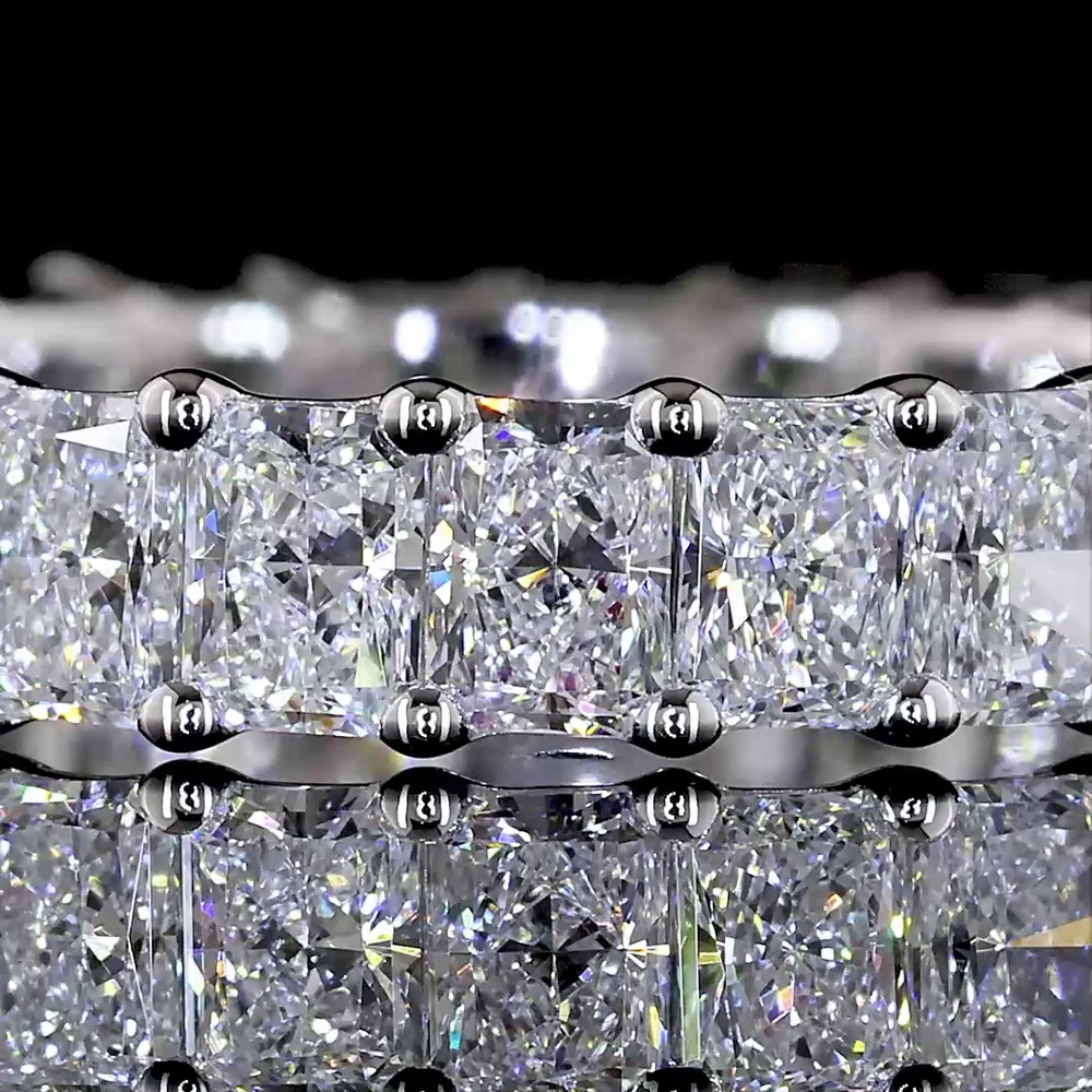 14K White Gold Eternity Band with North-South Prong Set Radiant Cut Lab Diamonds - 2.62 Carat Total Diamond Weight - Covaloro Fine Jewelry - Image 2
