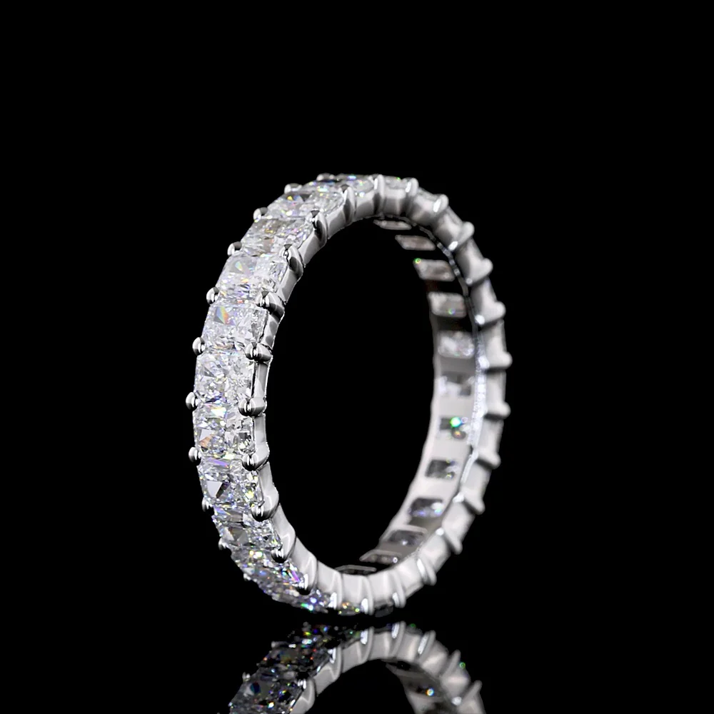 14K White Gold Eternity Band with North-South Prong Set Radiant Cut Lab Diamonds - 2.62 Carat Total Diamond Weight - Covaloro Fine Jewelry - Image 4
