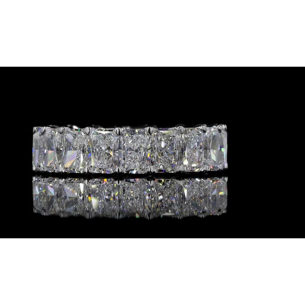 14K White Gold Eternity Band with North-South Prong Set Radiant Cut Lab Grown Diamonds - 9.91 Carat Total Diamond Weight - Covaloro Fine Jewelry - Image 2