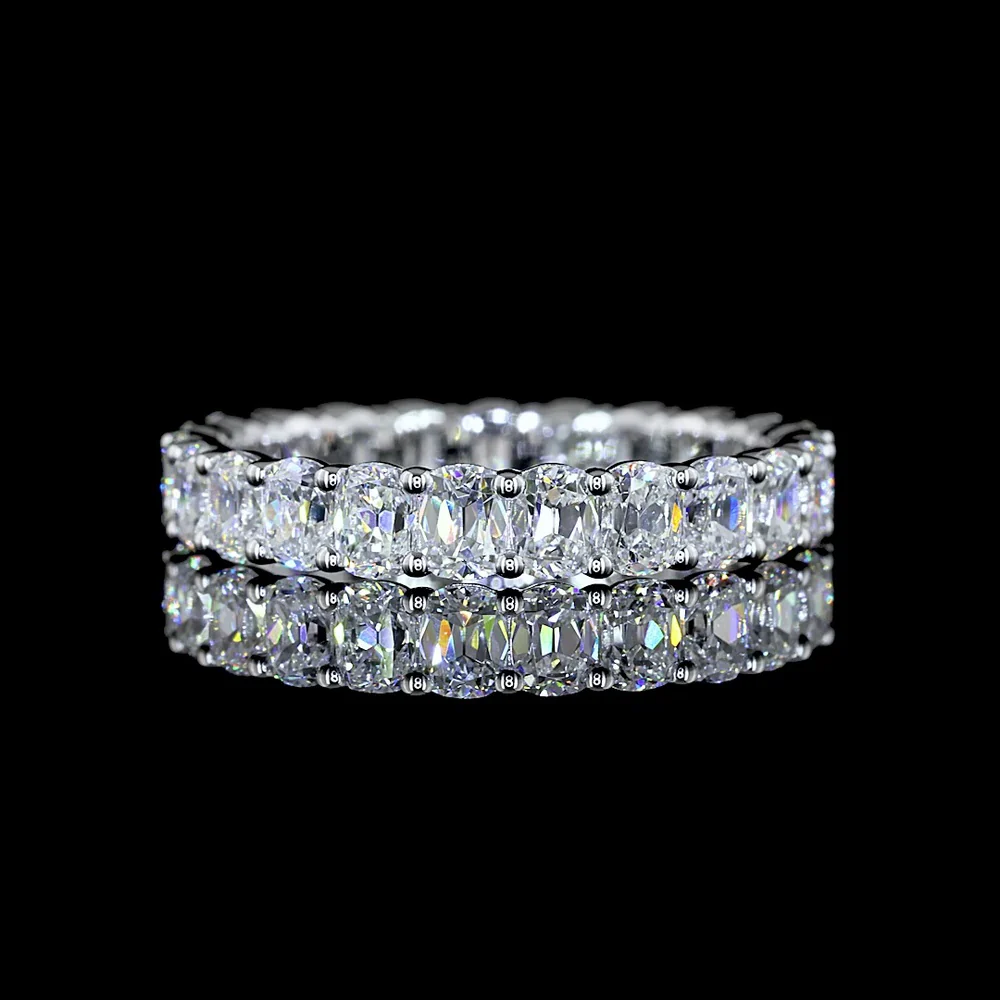 14K White Gold Eternity Band with North-South Set Antique Cushion Cut Lab Diamonds - 2.80 Carat Total Weight, E-F Color VS Clarity - Covaloro Fine Jewelry