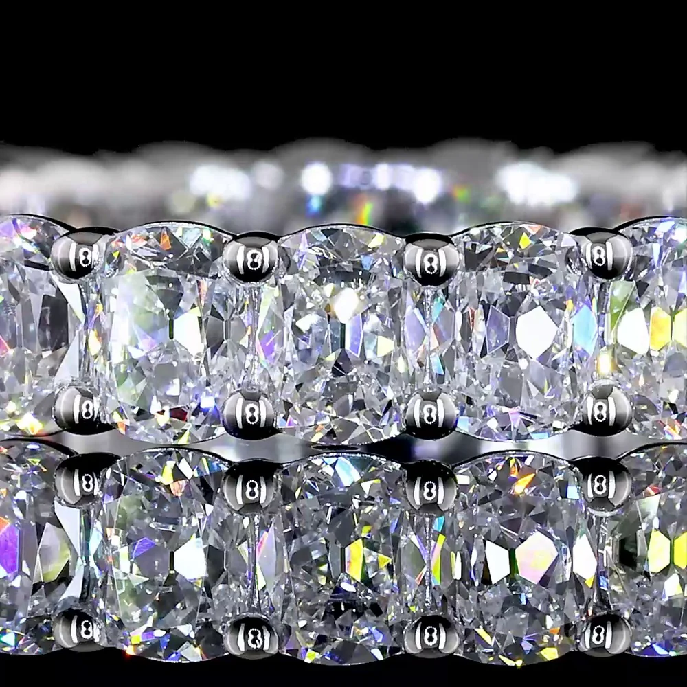 14K White Gold Eternity Band with North-South Set Antique Cushion Cut Lab Diamonds - 2.80 Carat Total Weight, E-F Color VS Clarity - Covaloro Fine Jewelry - Image 2