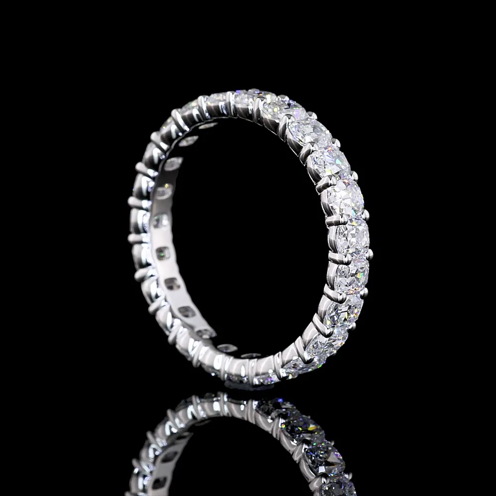 14K White Gold Eternity Band with North-South Set Antique Cushion Cut Lab Diamonds - 2.80 Carat Total Weight, E-F Color VS Clarity - Covaloro Fine Jewelry - Image 3