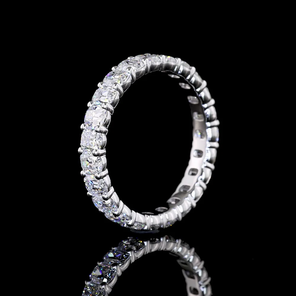 14K White Gold Eternity Band with North-South Set Antique Cushion Cut Lab Diamonds - 2.80 Carat Total Weight, E-F Color VS Clarity - Covaloro Fine Jewelry - Image 4