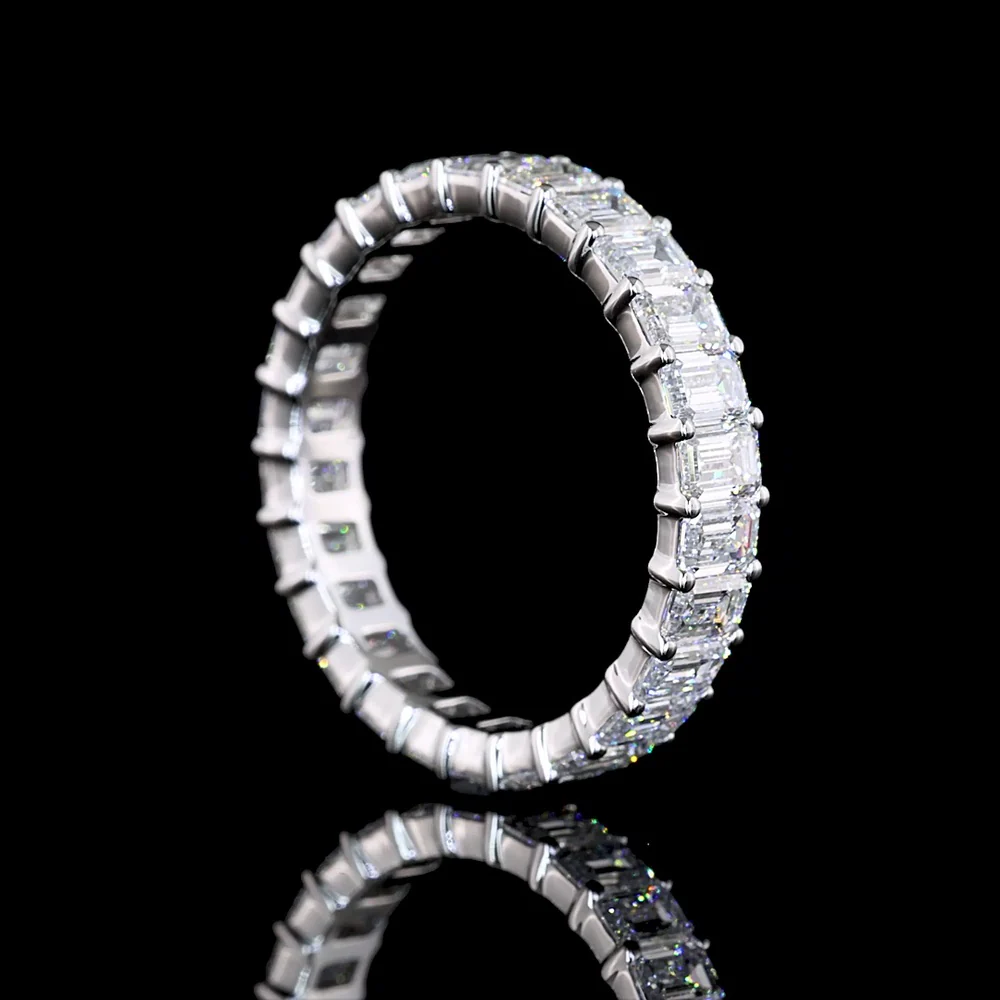 14K White Gold Eternity Band with North-South Set Emerald Cut Lab Diamonds - 3.14 Carat Total Weight, E-F Color, VS Clarity - Covaloro Fine Jewelry - Image 3