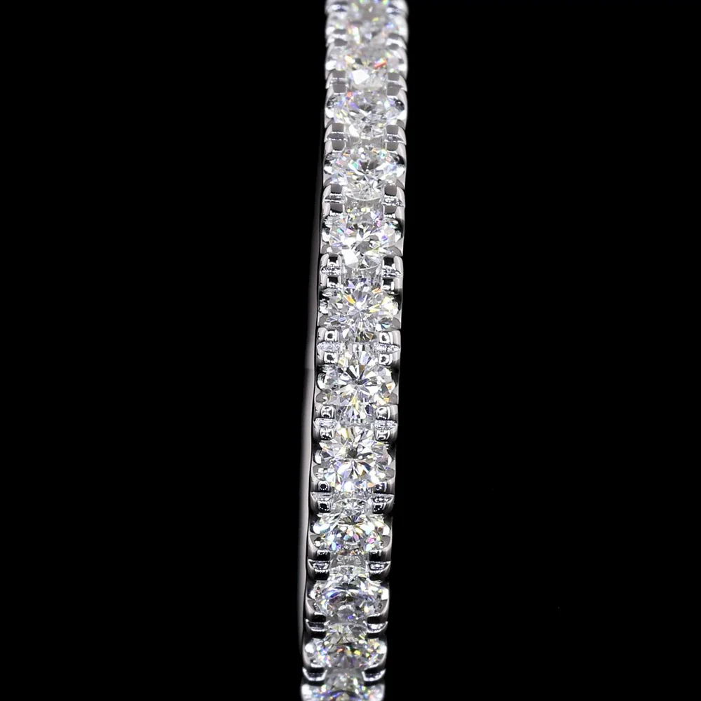 14K White Gold Eternity Band with Pave Set Round Lab Diamonds - 0.60 Carat Total Weight, 33 Stones - Covaloro Fine Jewelry - Image 3