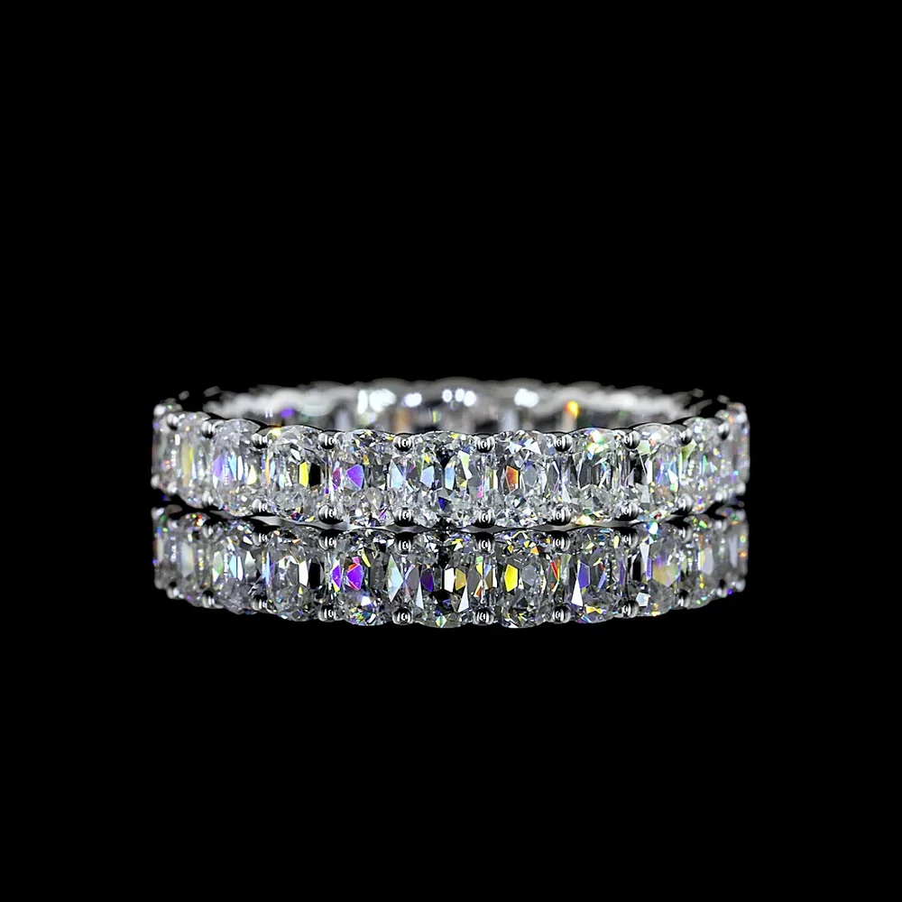 14K White Gold Eternity Band with Prong Set Antique Cushion Cut Lab Diamonds - 2.61 Carats Total Diamond Weight - Covaloro Fine Jewelry