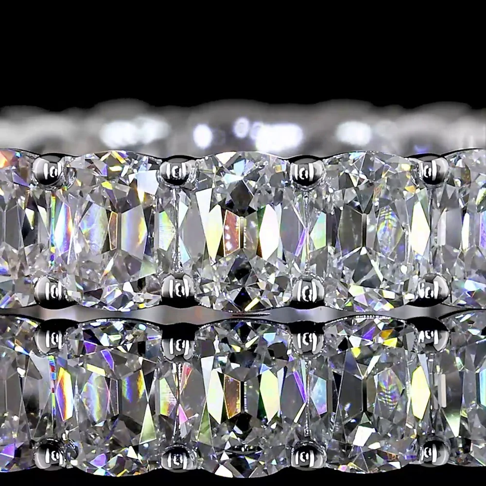 14K White Gold Eternity Band with Prong Set Antique Cushion Cut Lab Diamonds - 2.61 Carats Total Diamond Weight - Covaloro Fine Jewelry - Image 2