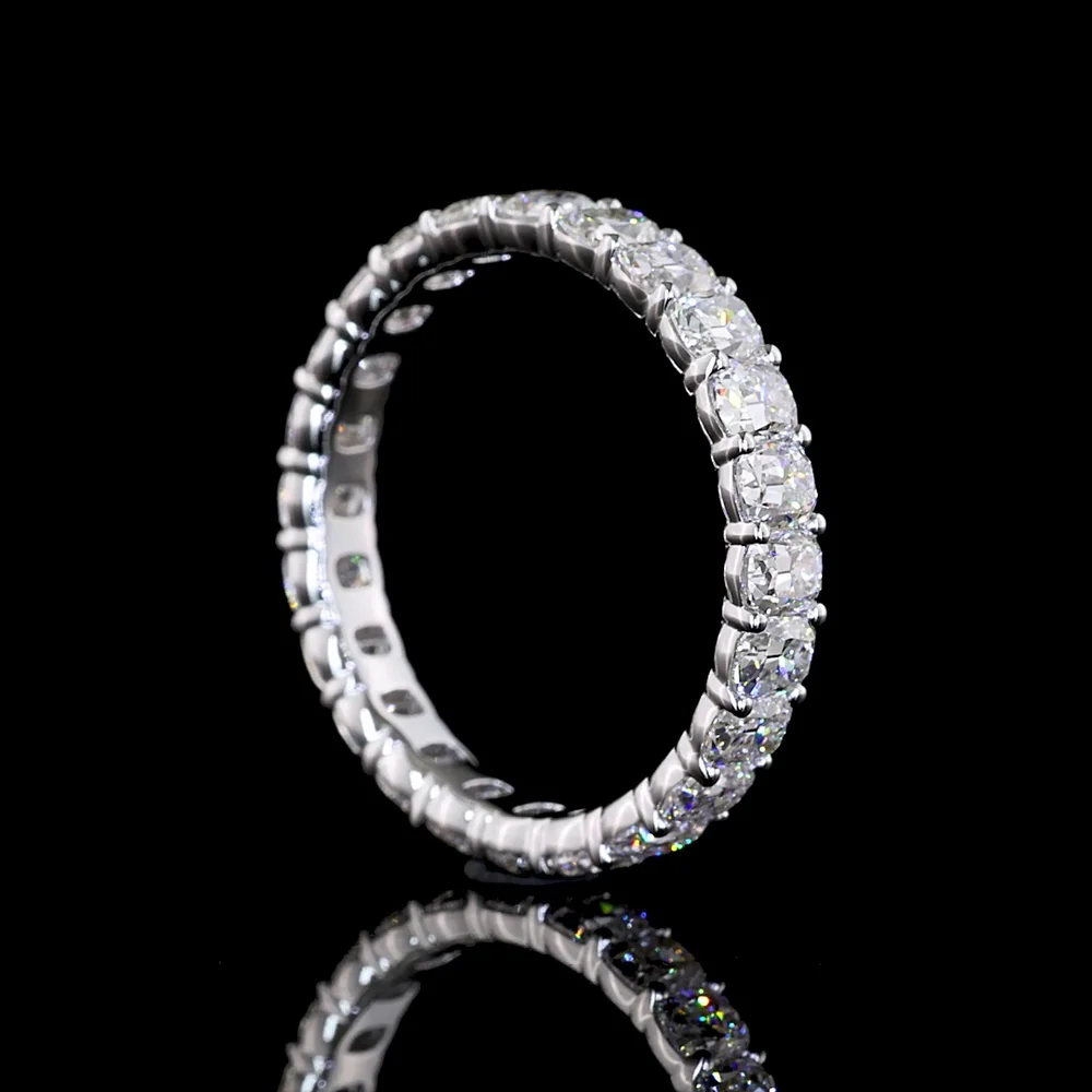 14K White Gold Eternity Band with Prong Set Antique Cushion Cut Lab Diamonds - 2.61 Carats Total Diamond Weight - Covaloro Fine Jewelry - Image 3