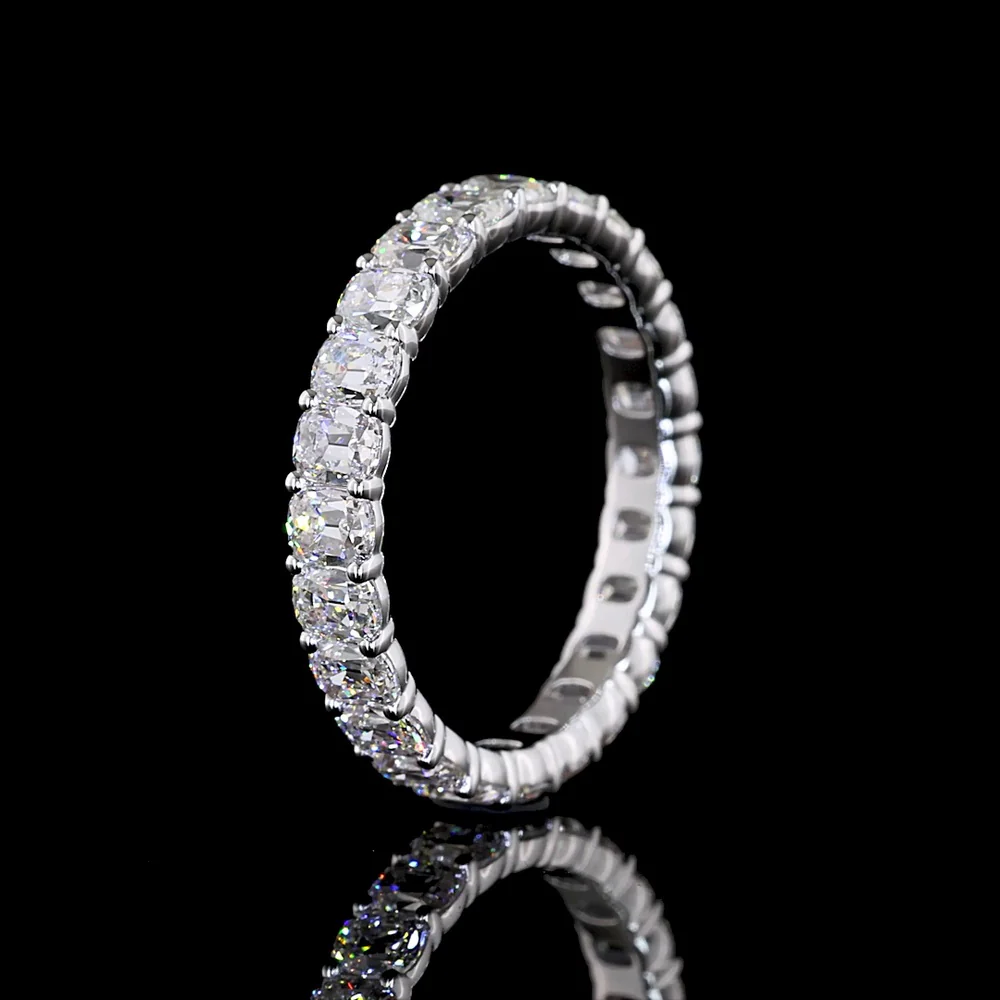 14K White Gold Eternity Band with Prong Set Antique Cushion Cut Lab Diamonds - 2.61 Carats Total Diamond Weight - Covaloro Fine Jewelry - Image 4