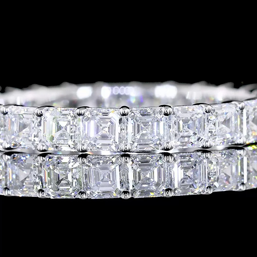 14K White Gold Eternity Band with Prong Set Asscher Cut Lab Diamonds - 1.99 Carats Total Diamond Weight - Covaloro Fine Jewelry - Image 2