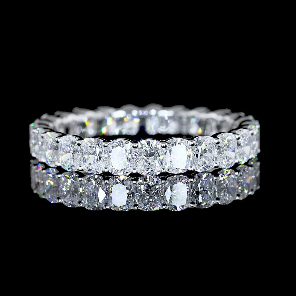 14K White Gold Eternity Band with Prong-Set Cushion Brilliant Cut Lab Diamonds - 2.20 Carat Total Weight, E-F Color, VS Clarity - Covaloro Fine Jewelry