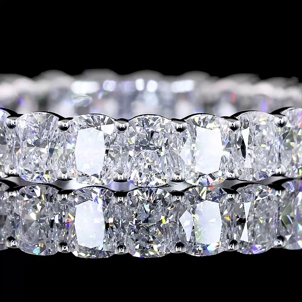 14K White Gold Eternity Band with Prong-Set Cushion Brilliant Cut Lab Diamonds - 2.20 Carat Total Weight, E-F Color, VS Clarity - Covaloro Fine Jewelry - Image 2