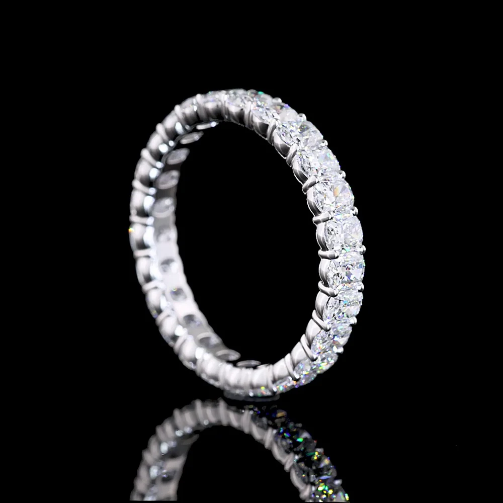 14K White Gold Eternity Band with Prong-Set Cushion Brilliant Cut Lab Diamonds - 2.20 Carat Total Weight, E-F Color, VS Clarity - Covaloro Fine Jewelry - Image 3