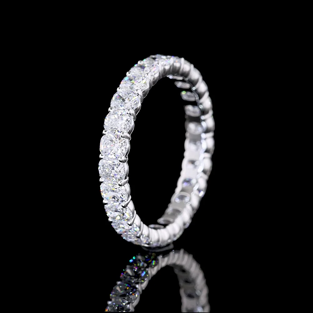 14K White Gold Eternity Band with Prong-Set Cushion Brilliant Cut Lab Diamonds - 2.20 Carat Total Weight, E-F Color, VS Clarity - Covaloro Fine Jewelry - Image 4