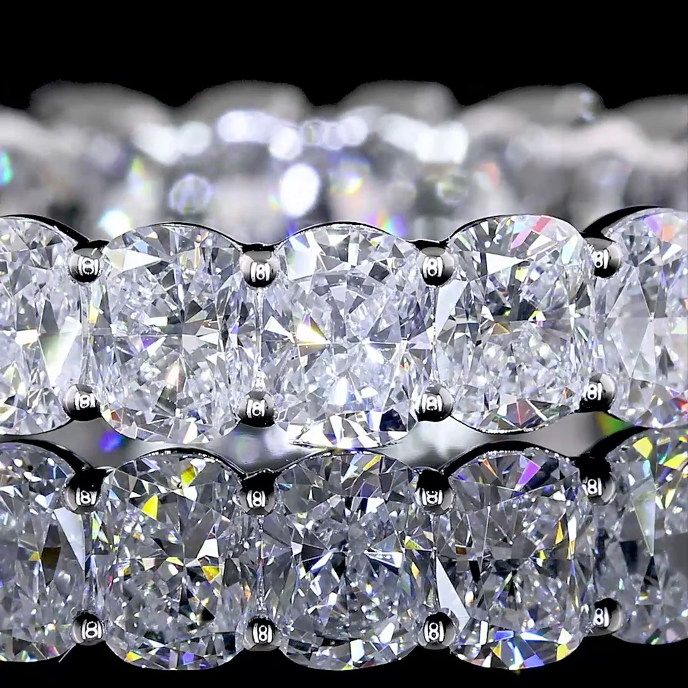 14K White Gold Eternity Band with Prong-Set Cushion Brilliant Lab Diamonds - 3.27 Carat Total Weight - Covaloro Fine Jewelry - Image 2