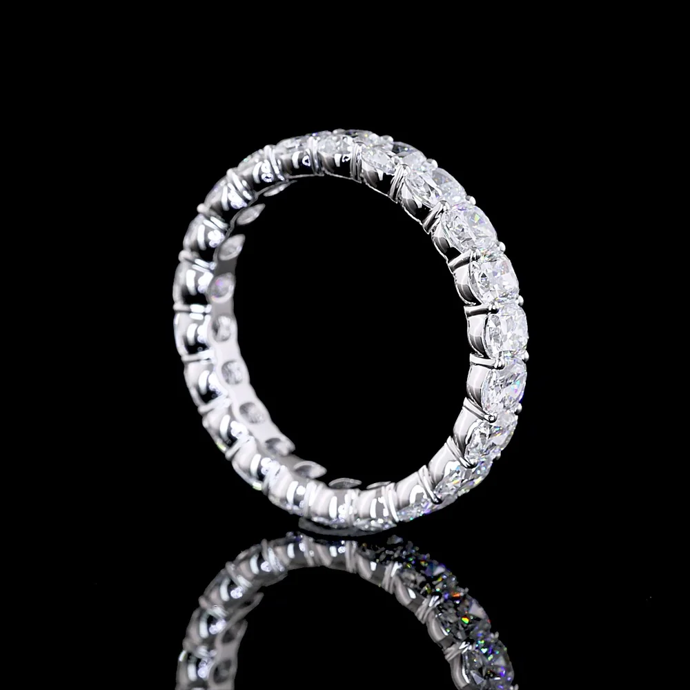 14K White Gold Eternity Band with Prong-Set Cushion Brilliant Lab Diamonds - 3.27 Carat Total Weight - Covaloro Fine Jewelry - Image 3