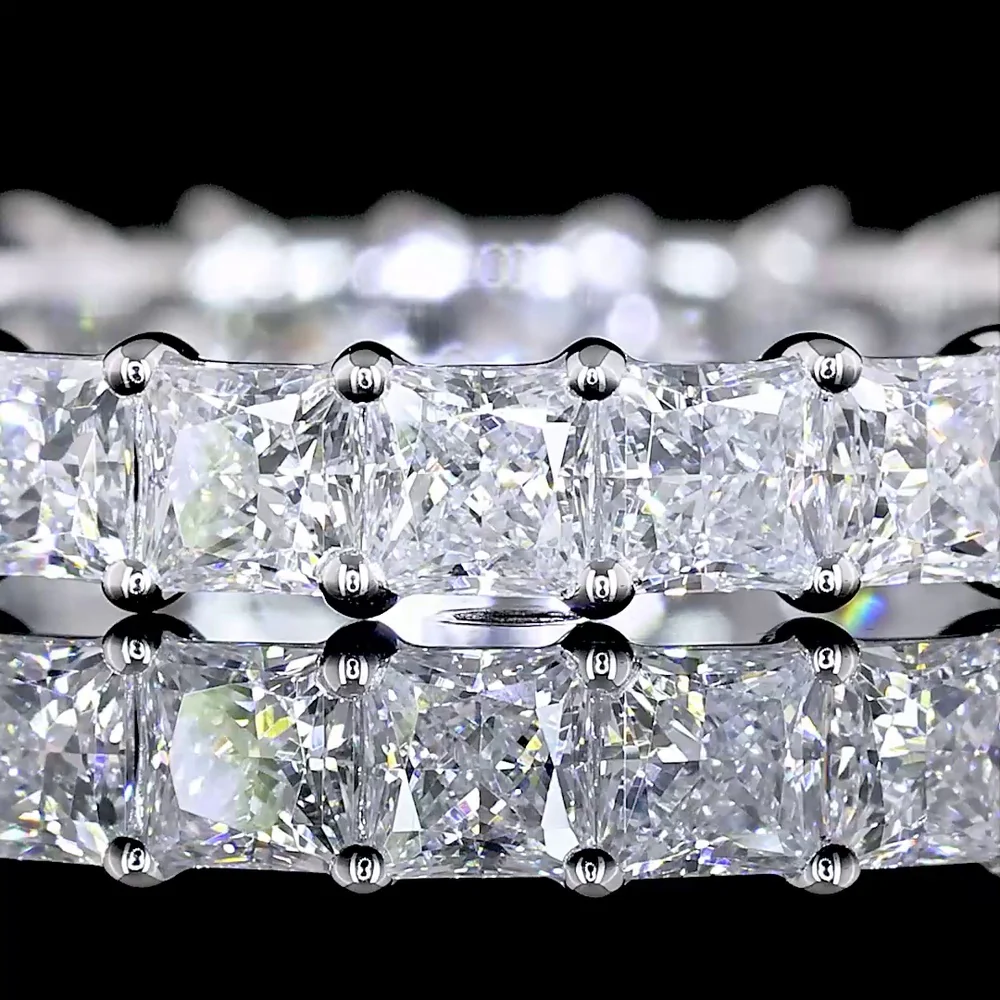 14K White Gold Eternity Band with Prong Set Princess Cut Lab Diamonds - 1.91 Carats Total Diamond Weight - Covaloro Fine Jewelry - Image 2