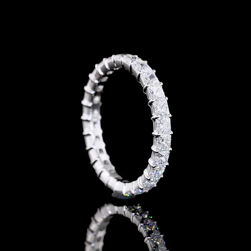 14K White Gold Eternity Band with Prong Set Princess Cut Lab Diamonds - 1.91 Carats Total Diamond Weight - Covaloro Fine Jewelry - Image 3