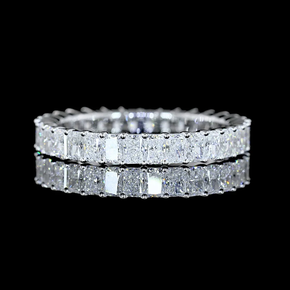 14K White Gold Eternity Band with Prong Set Radiant Cut Lab Diamonds - 1.80 Carat Total Weight (32 Stones, E-F VS Clarity) - Covaloro Fine Jewelry