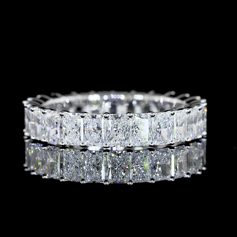 14K White Gold Eternity Band with Prong Set Radiant Cut Lab Diamonds - 2.93 Carat Total Weight, E-F Color VS Clarity - Covaloro Fine Jewelry
