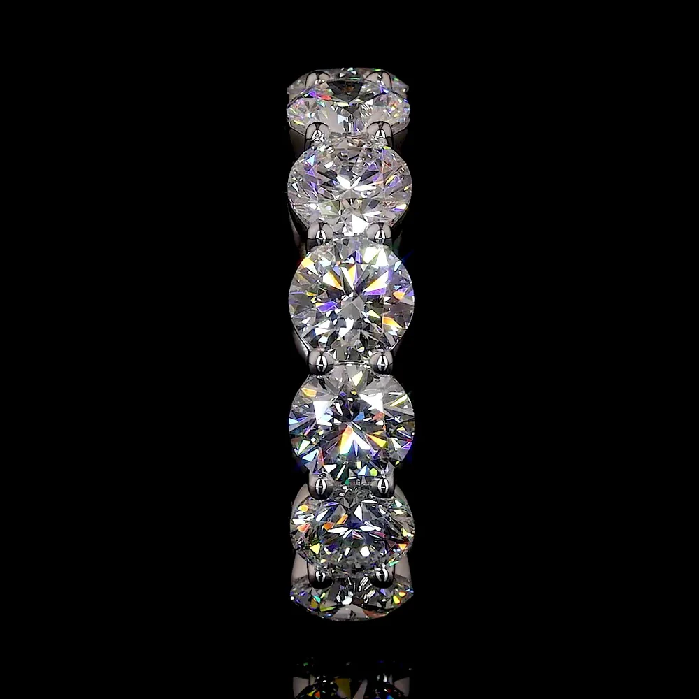 14K White Gold Eternity Band with Prong Set Round Cut Lab Diamonds - 6.83 Carat Total Diamond Weight - Covaloro Fine Jewelry - Image 2