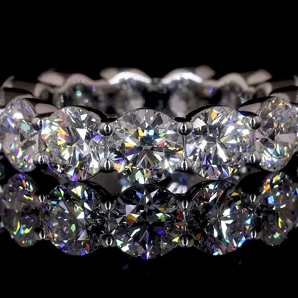 14K White Gold Eternity Band with Prong Set Round Cut Lab Diamonds - 6.83 Carat Total Diamond Weight - Covaloro Fine Jewelry - Image 3