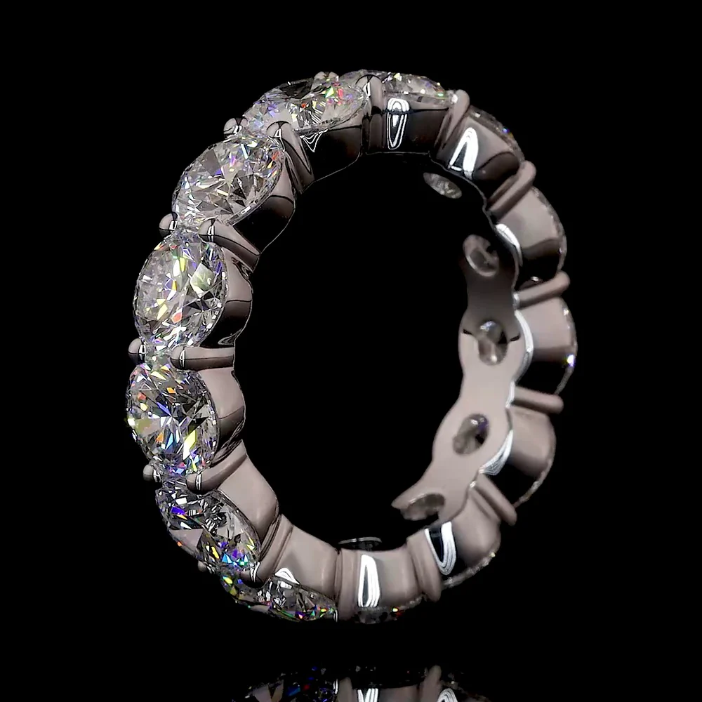 14K White Gold Eternity Band with Prong Set Round Cut Lab Diamonds - 6.83 Carat Total Diamond Weight - Covaloro Fine Jewelry - Image 4