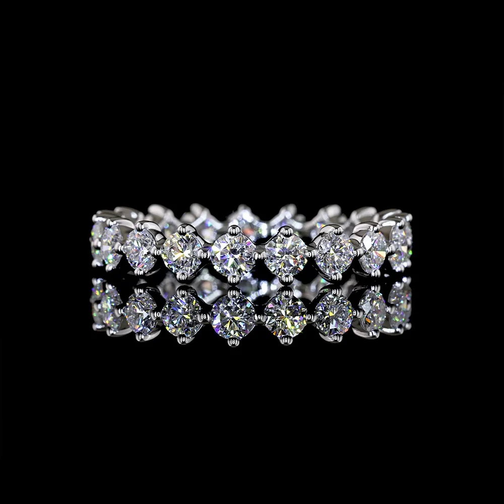 14K White Gold Eternity Band with Prong Set Round Lab Diamonds - 1.58 Total Carat Weight, E-F Color, VS1 Clarity - Covaloro Fine Jewelry
