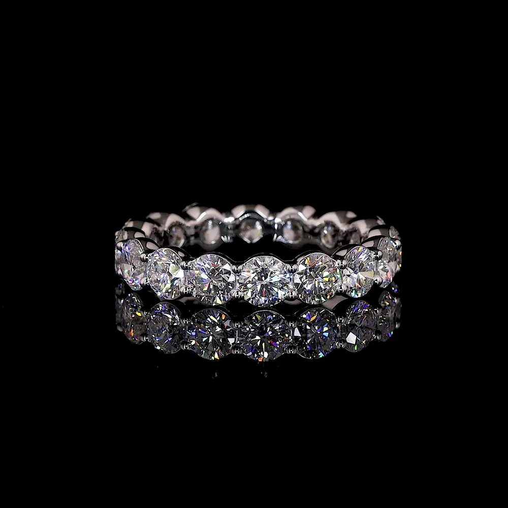14K White Gold Eternity Band with Prong Set Round Lab Diamonds - 3.37 Carat Total Diamond Weight (E-F Color, VS1 Clarity) - Covaloro Fine Jewelry