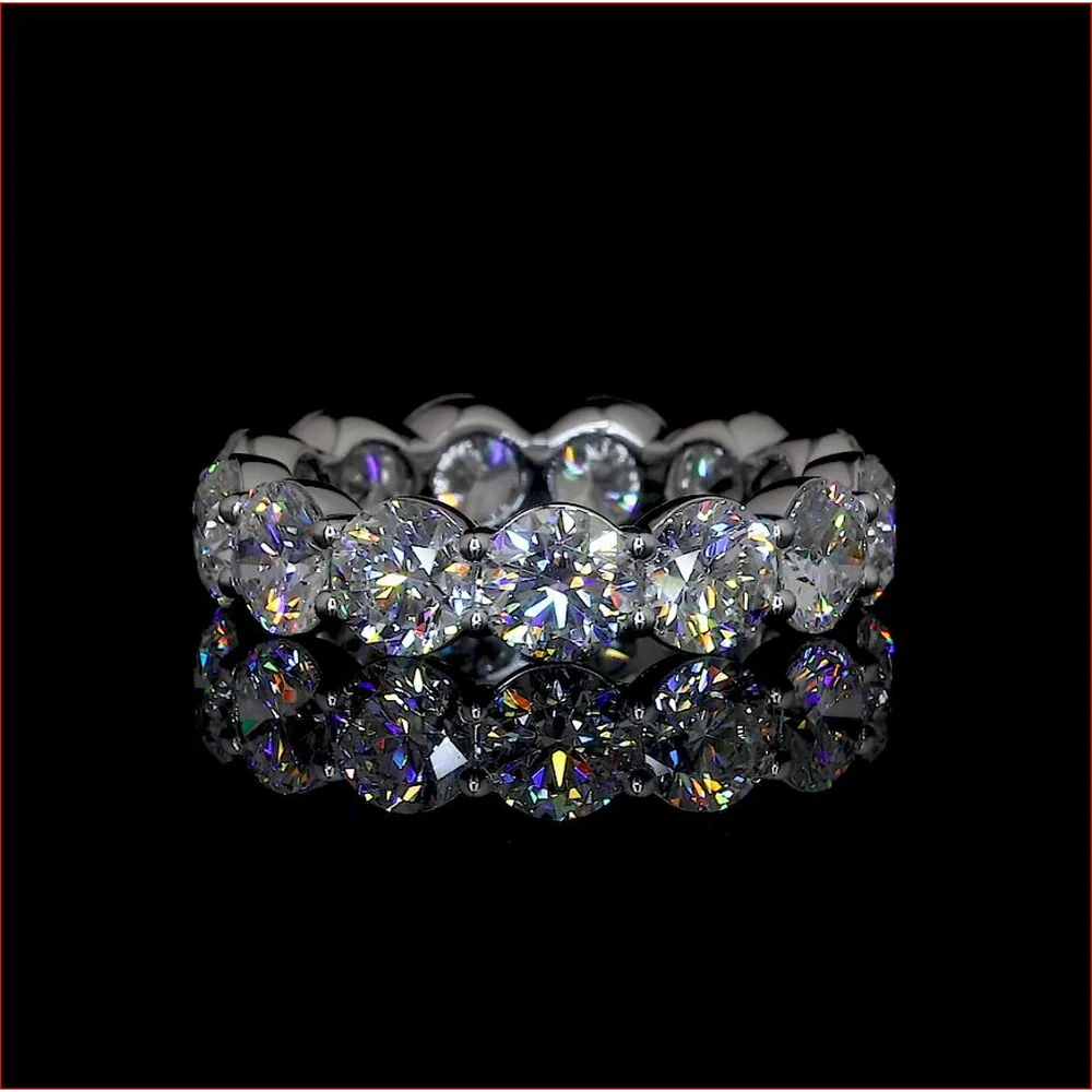 14K White Gold Eternity Band with Prong-Set Round Lab Diamonds - 7.32 Carat Total Diamond Weight - Covaloro Fine Jewelry