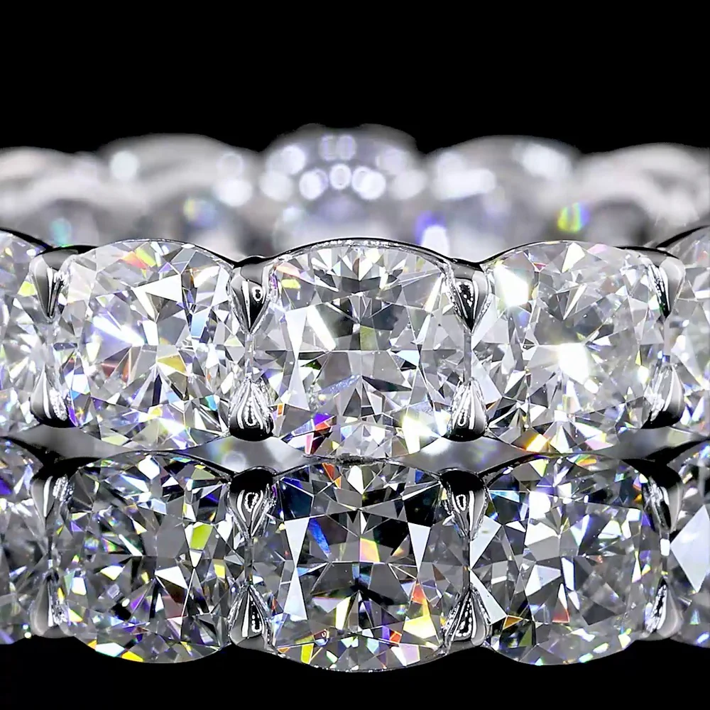 14K White Gold Eternity Band with Prong Set Square Cushion Brilliant Lab Diamonds - 5.01 Carat Total Diamond Weight - Covaloro Fine Jewelry - Image 2